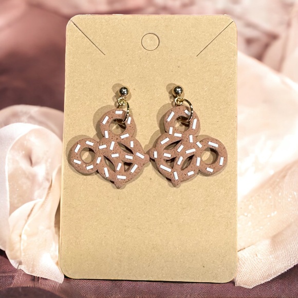 Mickey Mouse Pretzels Polymer Clay Dangle Earrings - Picture 2 of 2